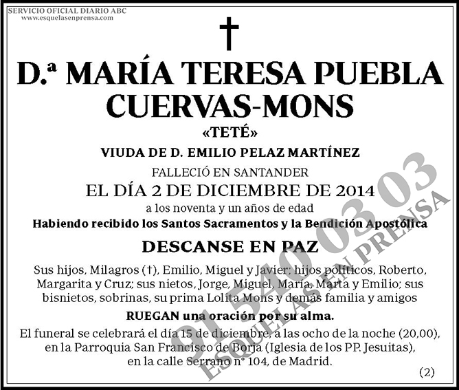 María Teresa Puebla Cuervas-Mons
